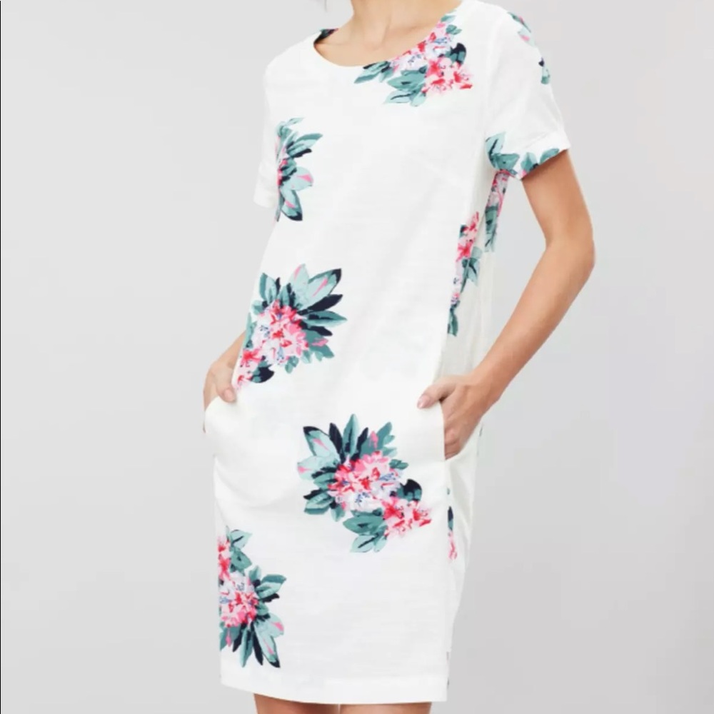 Joules Fifi Print Shift Dress Size 8 Floral Cream - Picture 1 of 6